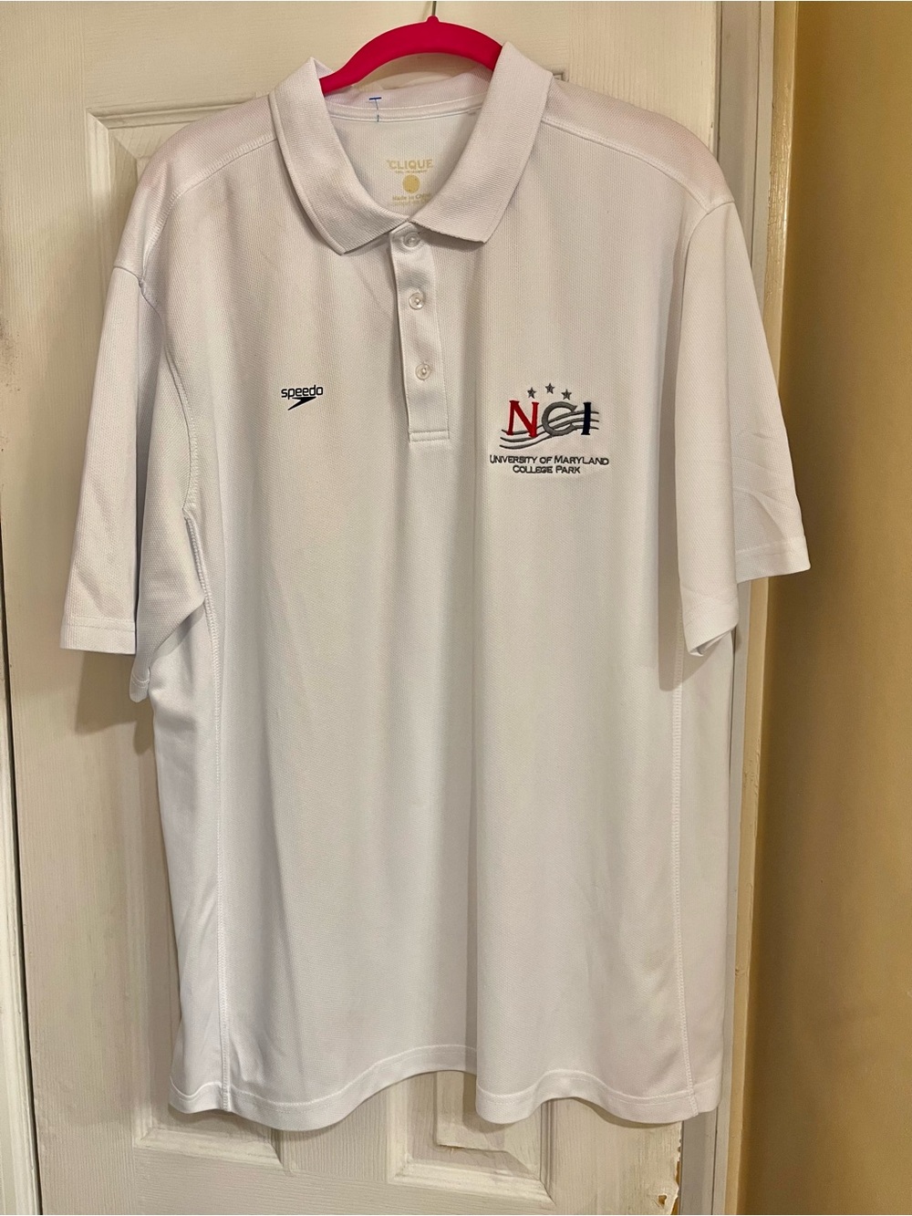 Men's Speedo White University of Maryland/College Park Golf Polo Shirt  (L/XL)